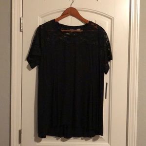 Apt. 9 Black Lace Yoke A-line Tee